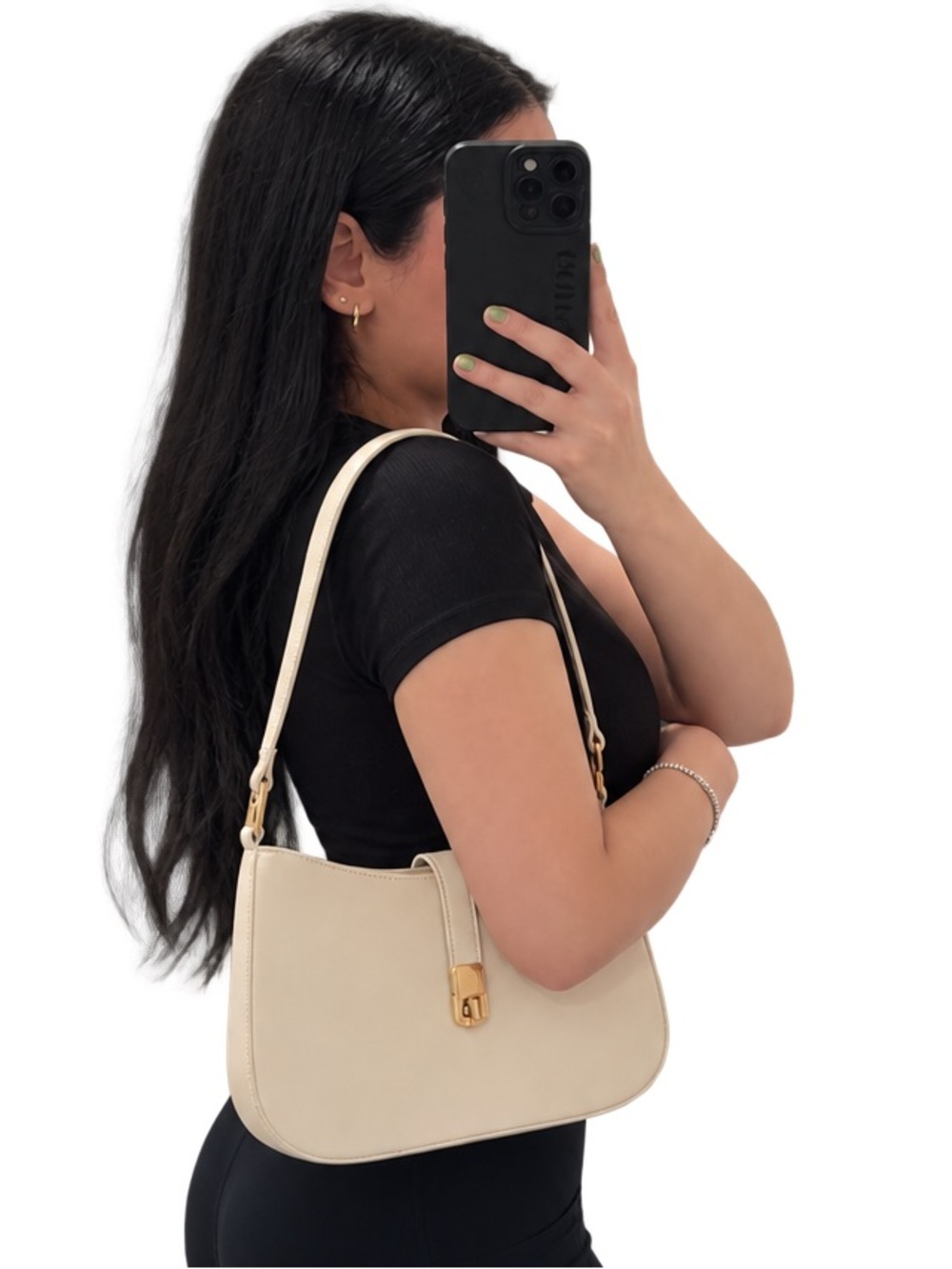 Miztique Cream Shoulder Bag with Gold Hardware - Women Bags